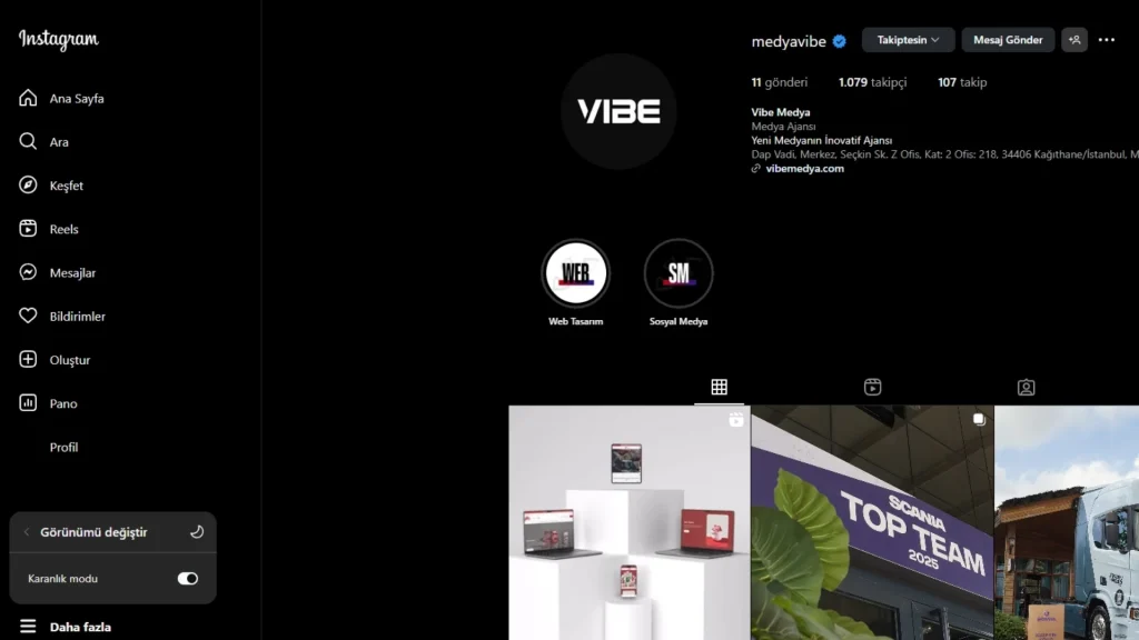 Dark Mode Tasarım
